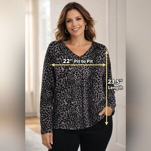 Nina Leonard Women’s XL Leopard Animal Print Sweater Lambswool Angora Blend